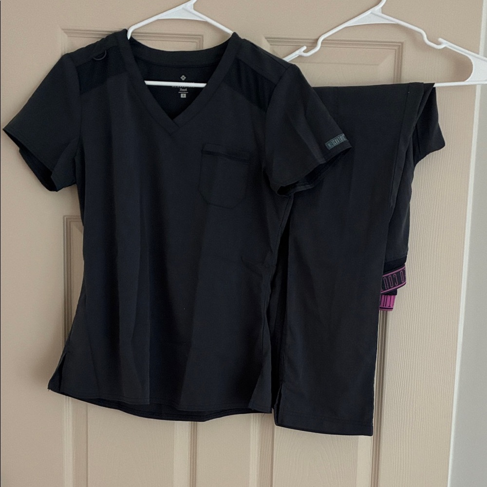 Dark Gray V-Neck Scrub Set